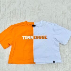 Hype & Vice Tennessee Volunteers Orange White Color Block Cropped T-Shirt S NEW